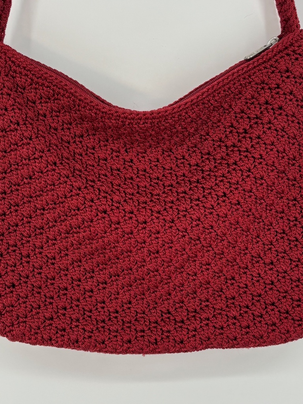 The Sak Shoulder Bag Purse Burgundy Red Woven Fabric Zip Top Slouchy Boho - Picture 6 of 8